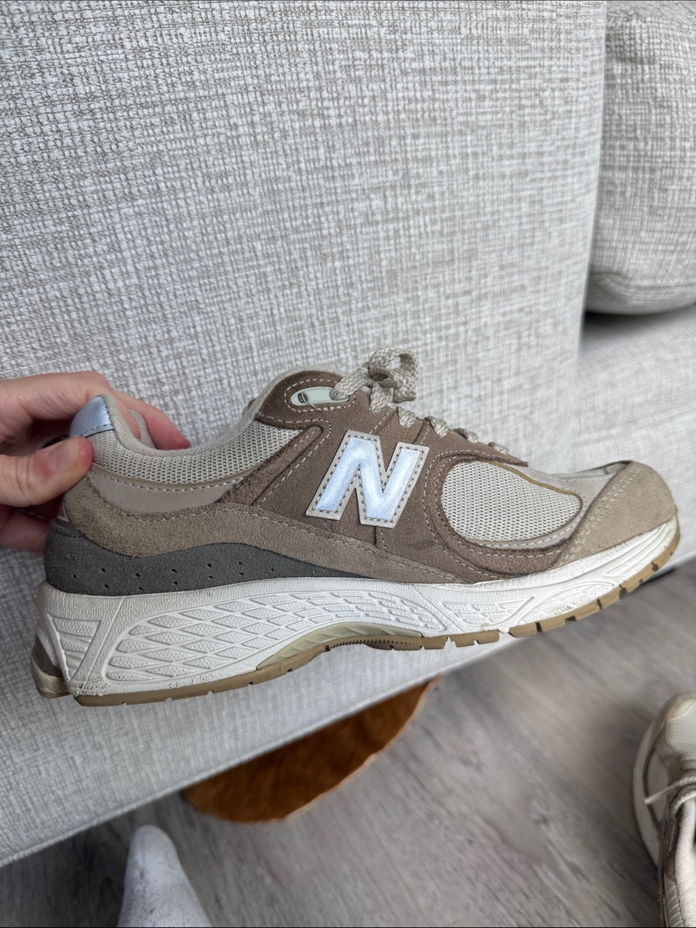 New Balance Beige and Cream 2002R Athletic Sneakers - Picture 6 of 7